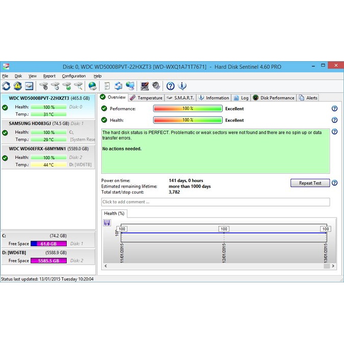 Hard Disk Sentinel Pro 6.10.1 Full Version Lifetime | Software Monitoring Kesehatan Drive HDD / SSD Laptop