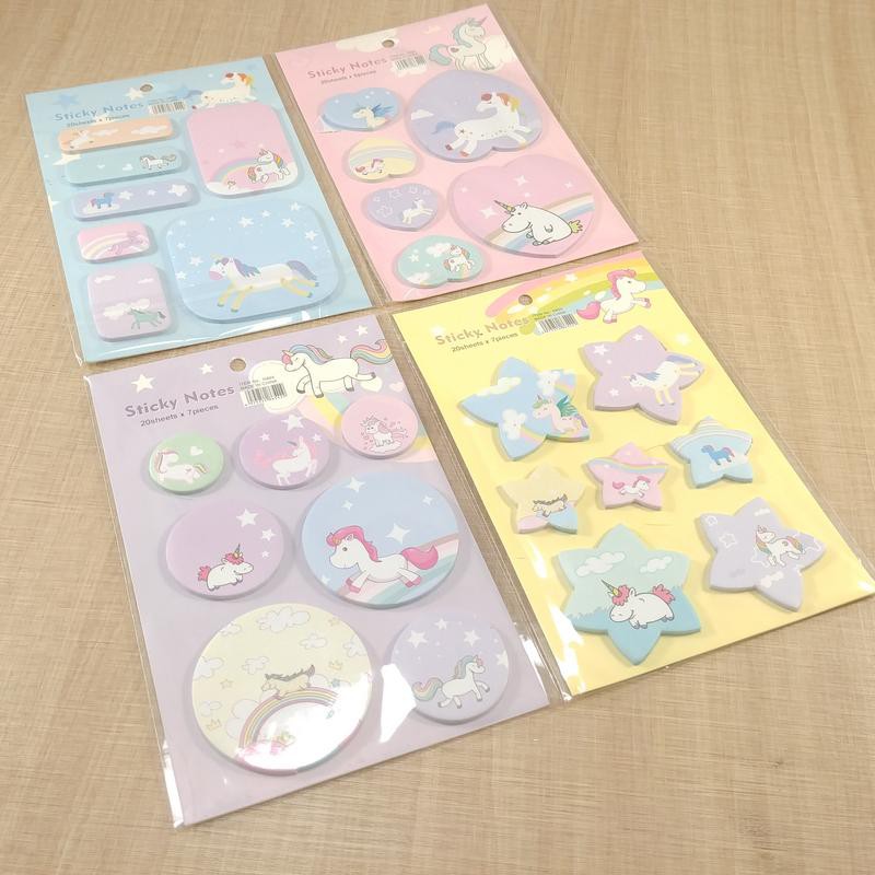 

sticky note N894 gbr unicorn bentuk hati, bintang, bulat