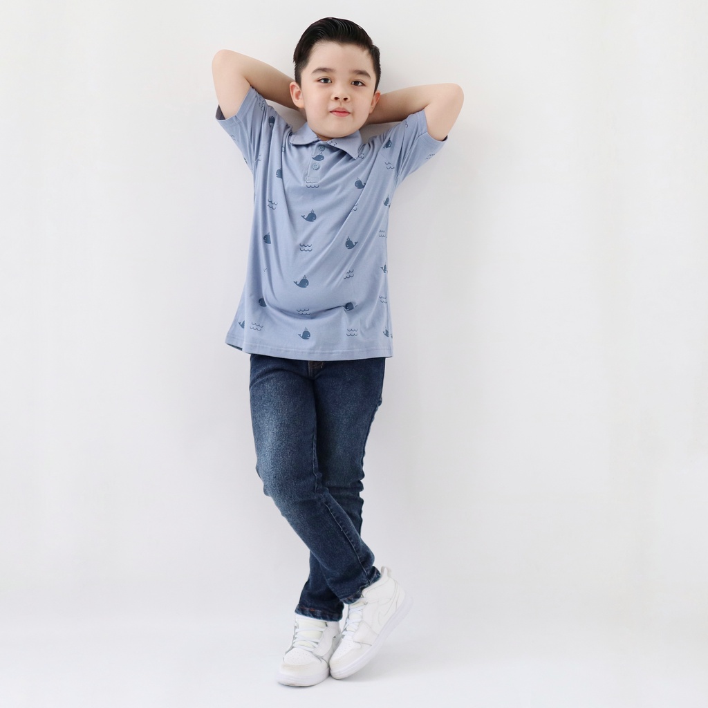 Yobebee Print Polo Shirt Anak Laki Laki Usia 2 4 6 8 10 Tahun Kemeja Kaos Polo Motif Karakter Model Tangan Pendek Baju Atasan Kids Printing Cotton Lembut Strech Boy Tee Shirt Model Casual Santai Kaos Kerah Anak Cowok