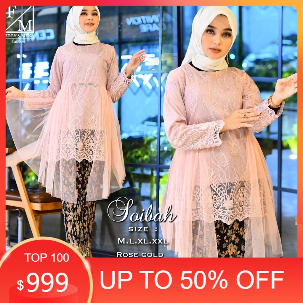 Promo % NEW MODEL REALPICT set (Baju+Rok) kebaya Wisuda Lesty Modern Atasan/BLOUsE AMALIA sELENDANG 