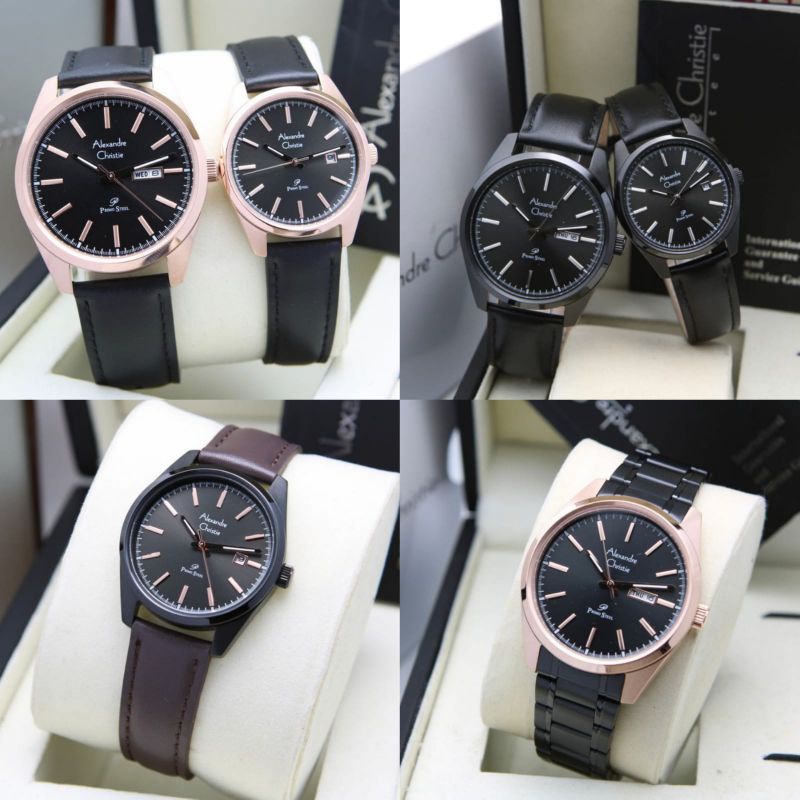 Alexandre Christie Ac 1025 / Ac1025 Kulit Jam Tangan Couple Original