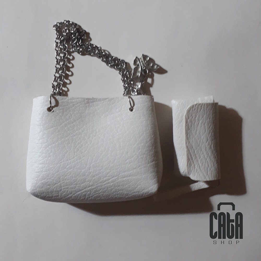 White Female Bag & Purse Dompet Tas Handmade 1/6 Semi Kulit Tbleague Phicen Jiaou Doll Hot Toys