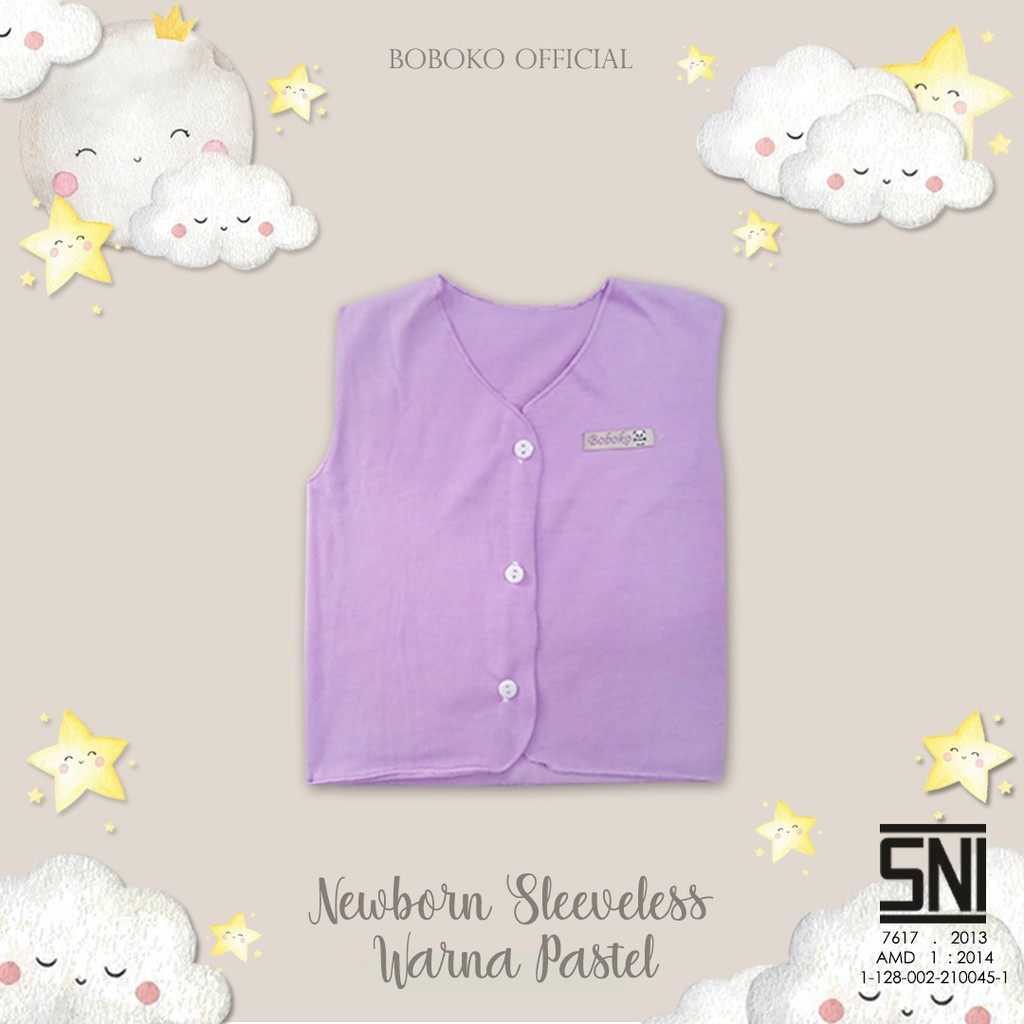 BOBOKO Baju Bayi Newborn Sleveless Warna pastel 0-6 bulan