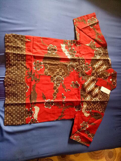 Baju Couple Batik Keluarga Terbaru Dy02 Merah Lengan Pendek