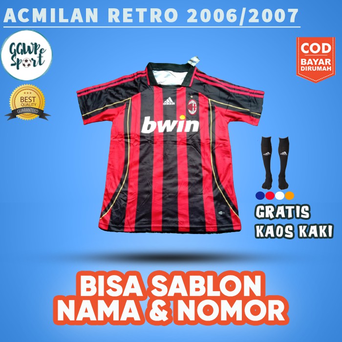 JERSEY RETRO ACMILANN HOME 2006 2007 KUALITAS JAMINAN TERBAIK GRATIS KAOS KAKI