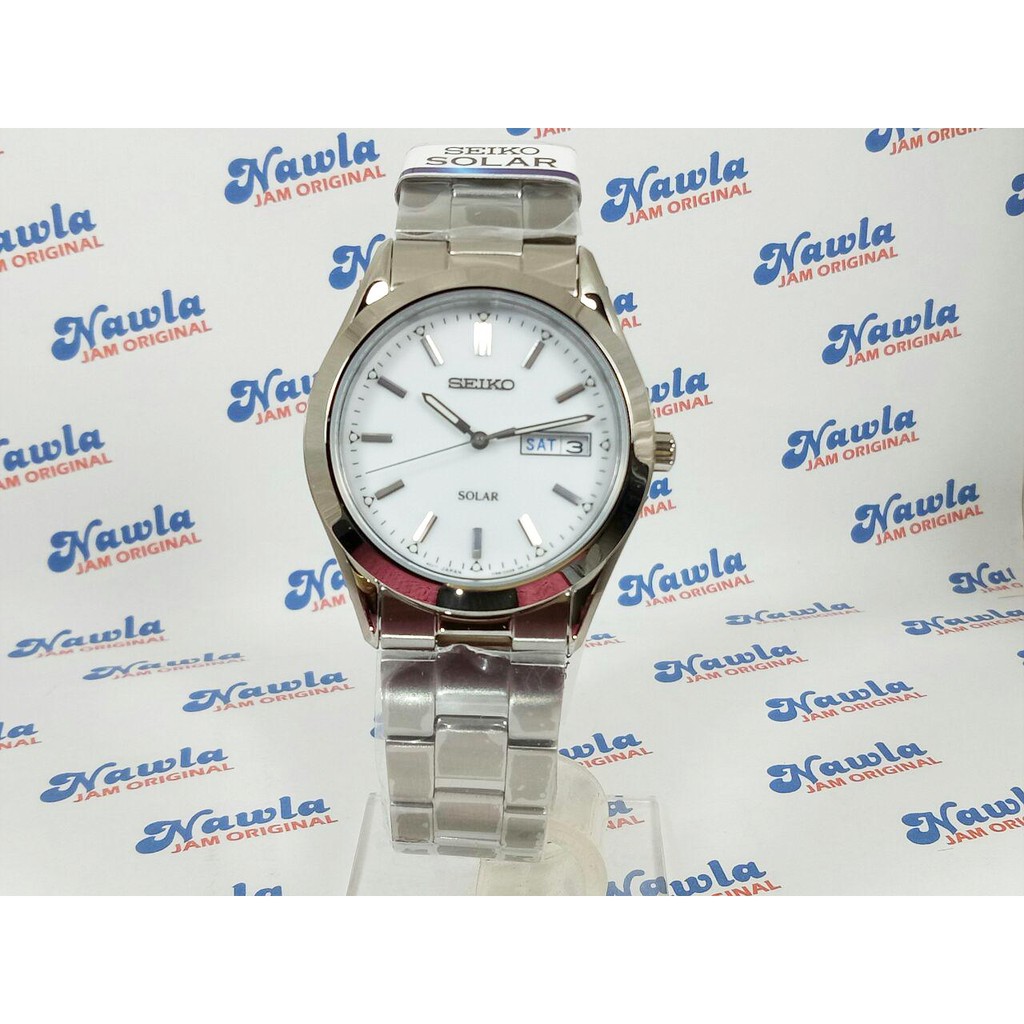 Seiko Solar SNE037P1 Silver Stainless Steel Bracelet | Jam Pria SNE037