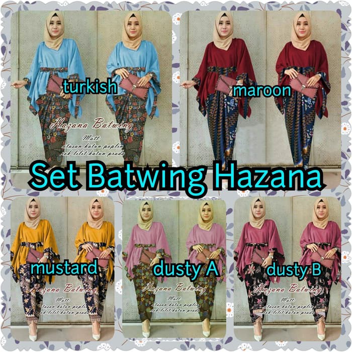 Set Batwing Kebaya Batik Hazana & EMILY