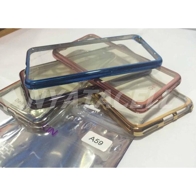 NEW CASE LIST CHROME OPPO F1S / A59 /SELFIE/TPU/SOFTCASE/SILIKON/SOFT - HITAM MILENIA