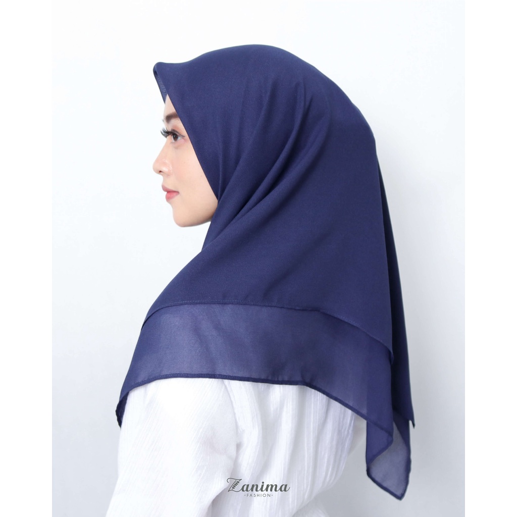 Jilbab Segi Empat Instan Double Layer Bahan Ceruti Babydoll - Zanima Navy