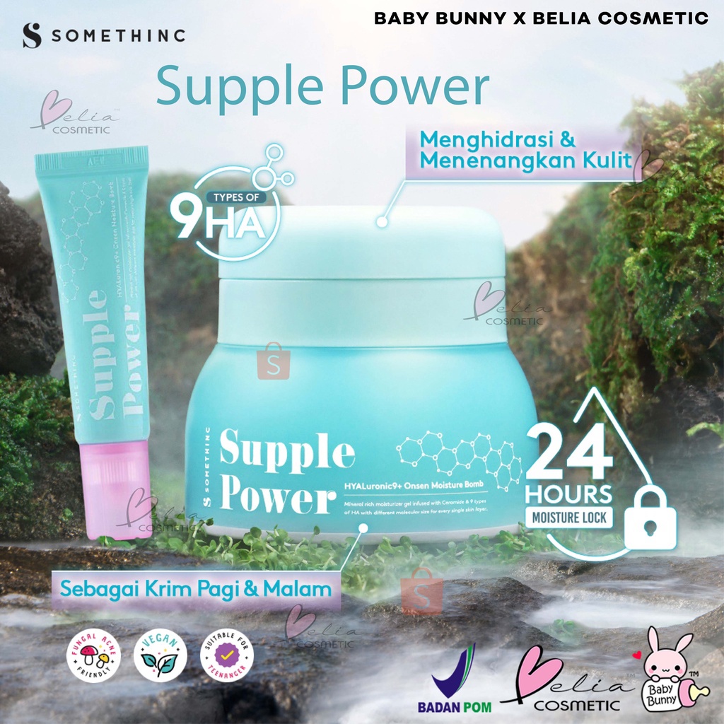 ❤ BELIA ❤ SOMETHINC Supple Power Hyaluronic9+Onsen Moisture Bomb Gel - Krim Pagi dan Malam (Kulit Sensitif) 50ml | 25ml | BPOM