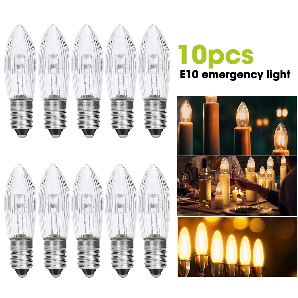 10pcs Lampu Bohlam LED E10 10 V-55V Power Saving Warna Warm White Untuk Dekorasi Natal / Tahun Baru