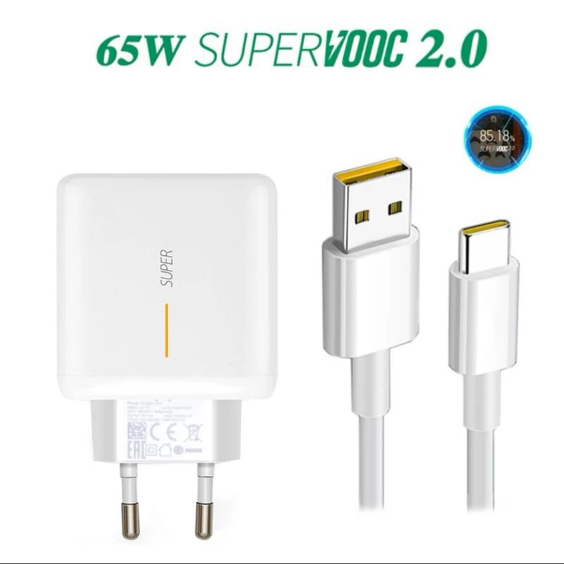 Casan Charger Charging Charge Super Fast Flash Adapter Kabel Oppo Realme 65W Vooc USB To TypeC Micro