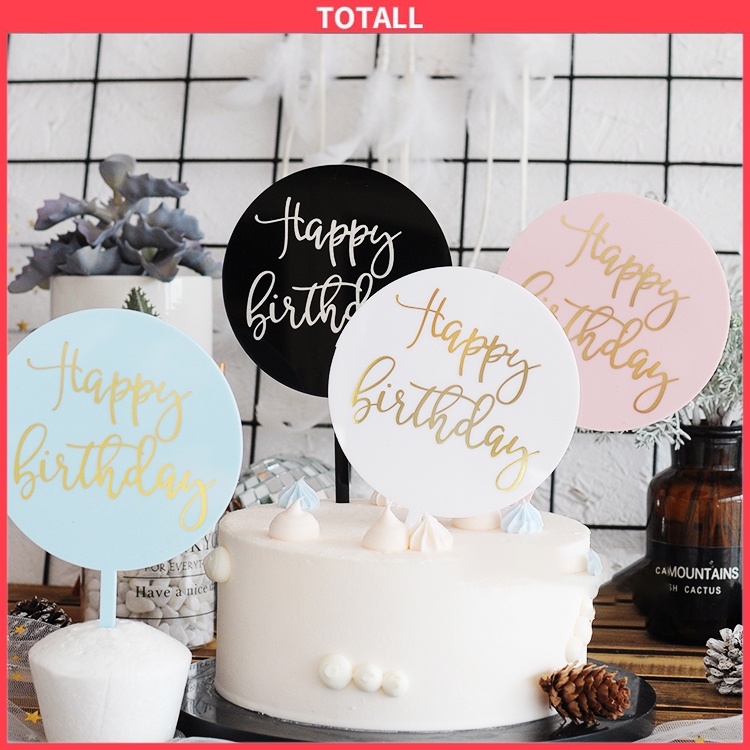 Topper Cake Kue Cake Topper Desain Happy Birthday Bahan Akrilik Untuk Dekorasi Tusukan Hiasan Kue hadiah ulang tahun