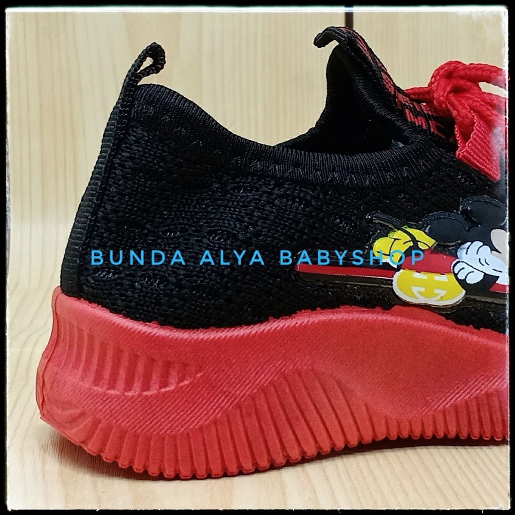 Sepatu Anak Laki Laki IMPORT Umur 2 - 5 Tahun HITAM Elastis Sepatu Anak Cowok Size 22 - 31 Kartun Lucu Alas Karet Anti Licin