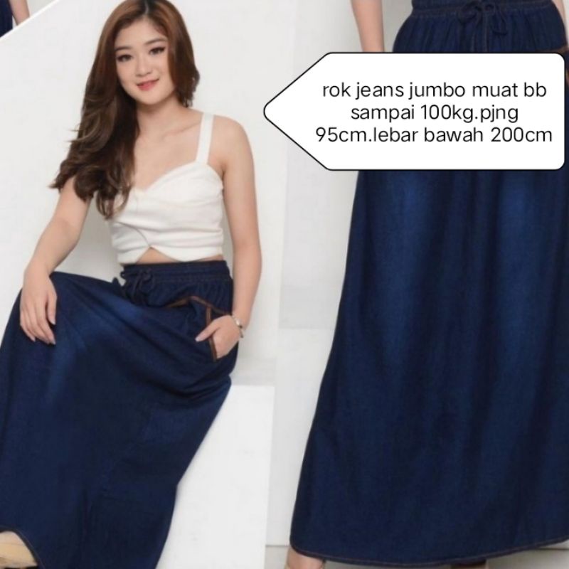 Rok Jeans Panjang Dewasa Premium Rok jeans Jumbo Rok Semi Jeans Rok Jeans Murah Rok Serba35