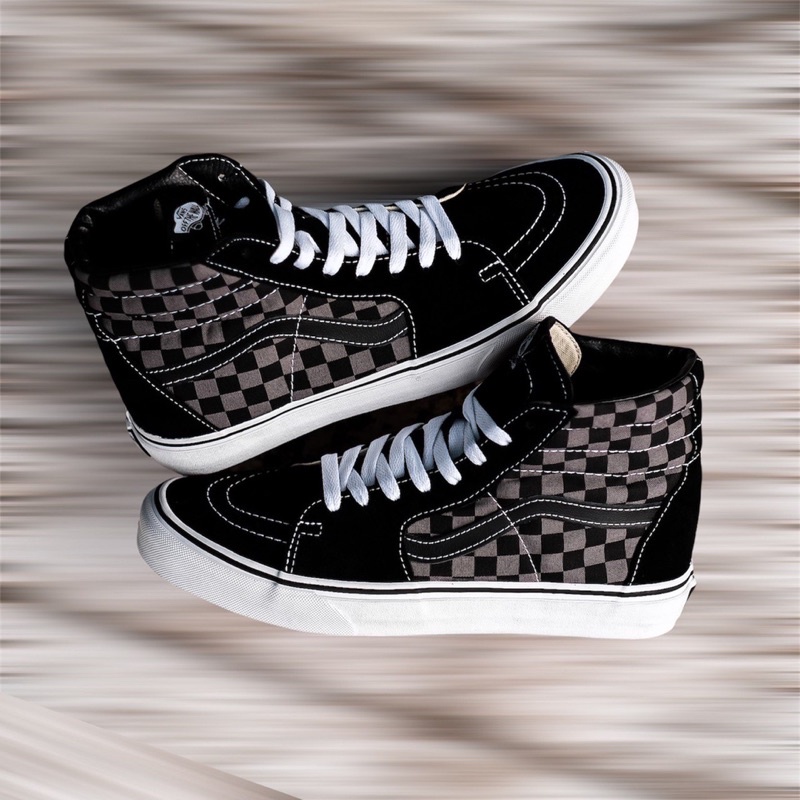 VANS SK8-HI CHECKERBOARD BLACK PEWTER ORIGINAL 100%