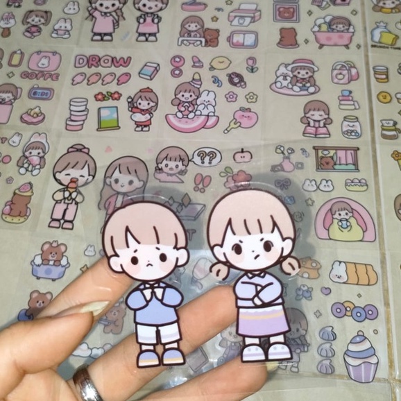 [littlecrab] Sticker 3d 2d Botol Minum Sticker Lucu Motif Unik Tambahan Stiker Tumblr Tempelan Lucu Imut Keren