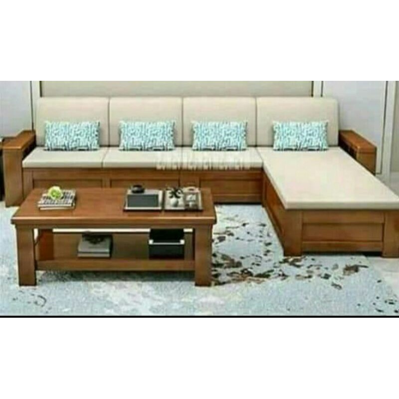 Sofa Letter L Putih Full Set