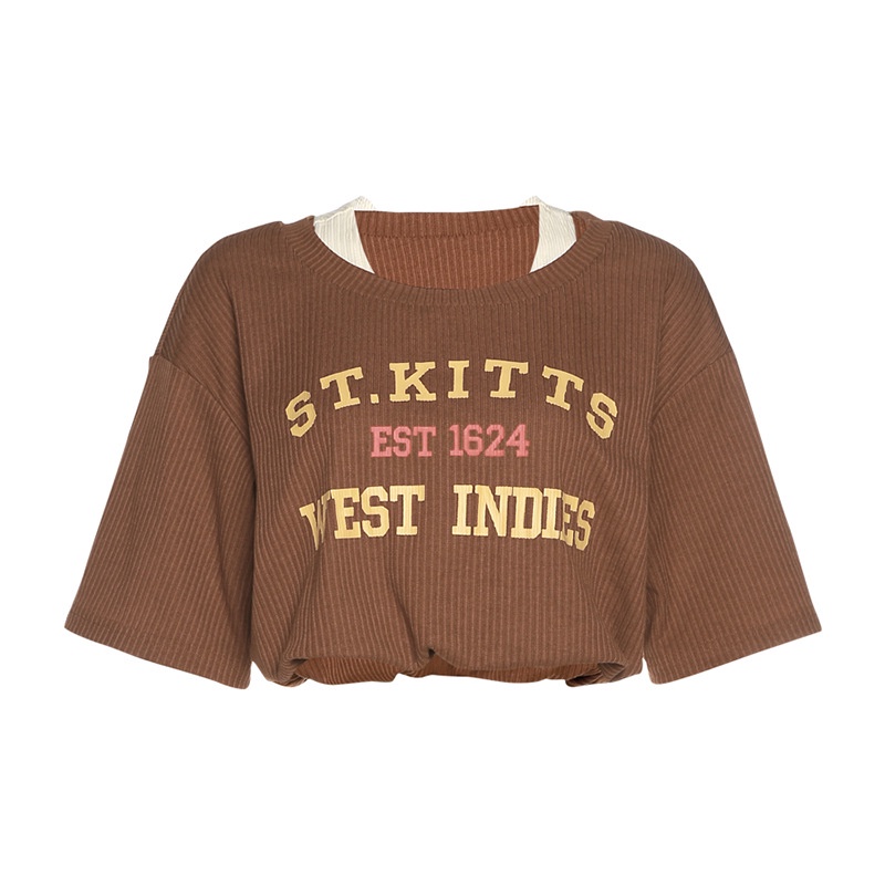 #Sisjuly# Wanita Musim Panas Gaya Baru Wanita Street Fashion Dicetak Longgar Lengan Pendek Kaos Pusa