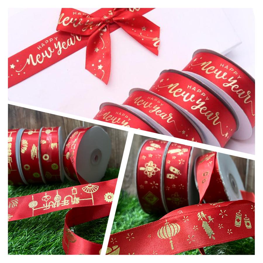 

Pita Merah Gold Imlek / Chinese New Year / Sincia Lebar 2.5cm dan Panjang 22.7m