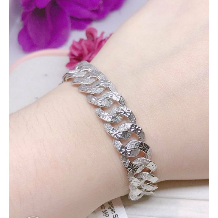 Gelang Sisik Naga emas putih 375 kadar 8K