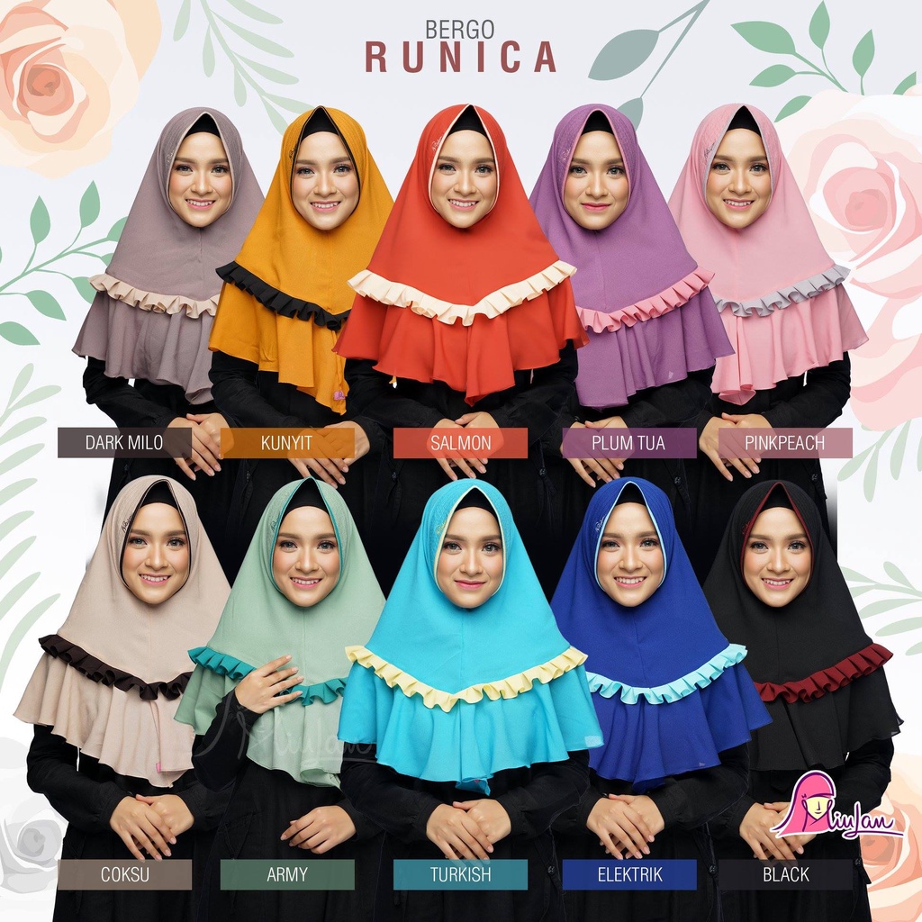 Bergo Runica Miulan / Bergo Miulan / Jilbab Terbaru Miulan / Jilbab Murah / Miulan Hijab / Miulan Ki