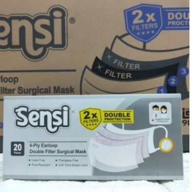 Masker Sensi 4 PLY Earloop Double Filter Surgical Mask