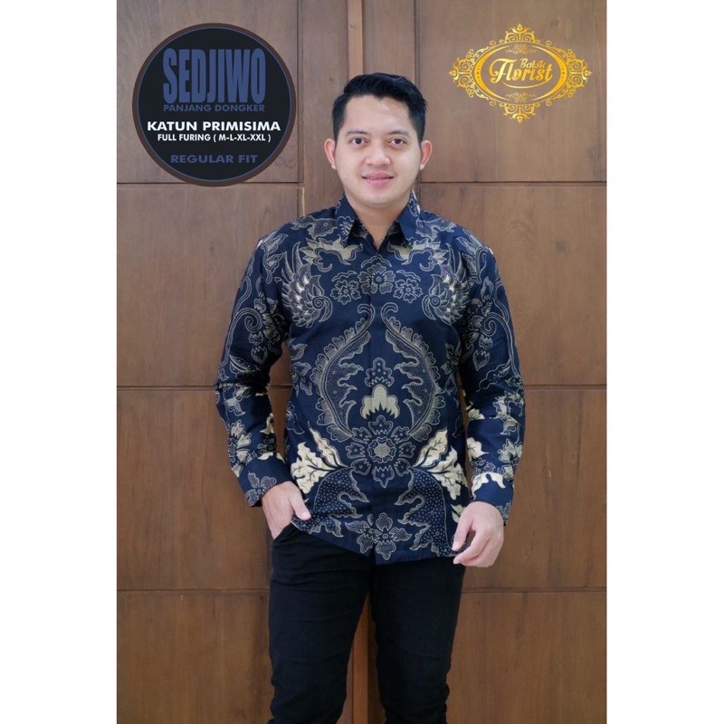 Kemeja Batik Warna Dongker SEDJIWO Batik Pria Lengan Panjang Premium Full Furing Terbaru