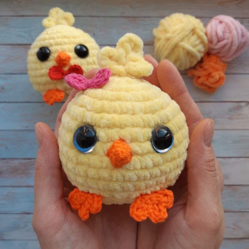Mini Duck amigurumi, Boneka ayam ukuran kecil, boneka rajut