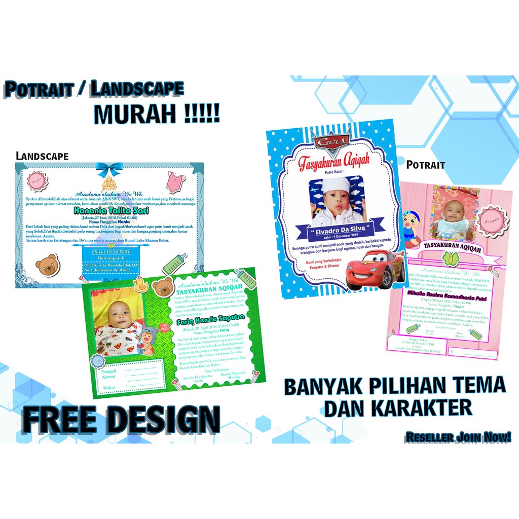 ( Free Bonus) Cetak Undangan Aqiqah Free Design Murah