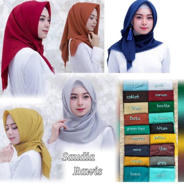 Saudia Jilbab Segi Empat Rawis 110 x 110 CM