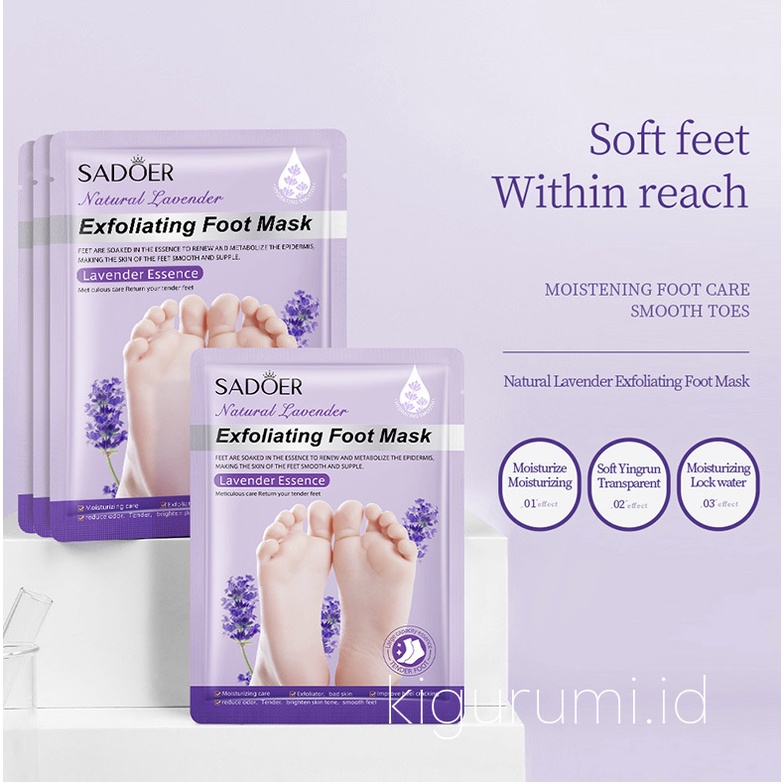 SADOER Foot Mask Masker Kaki Lavender Exfoliating Kelupas Kulit Mati EM030