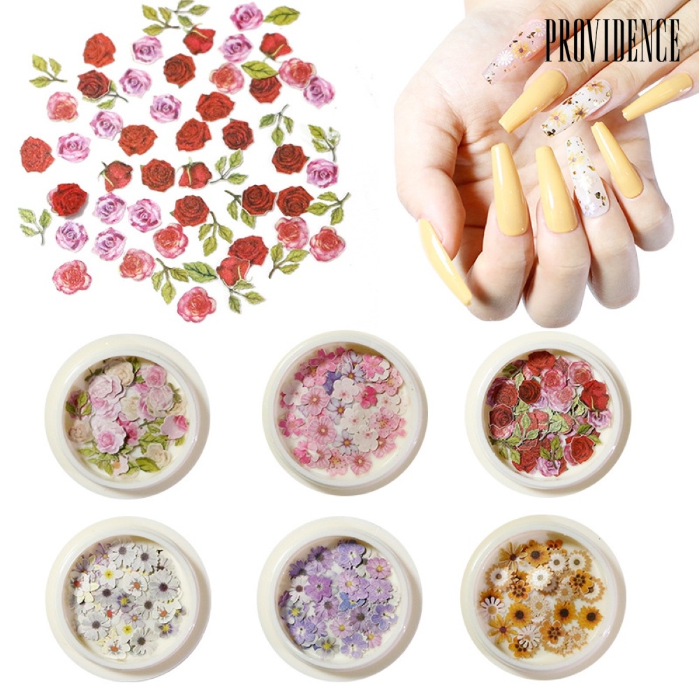 Providence Simulation Rose Marguerite Sakura Decals Wood Pulp Slices Nail Art Decorations