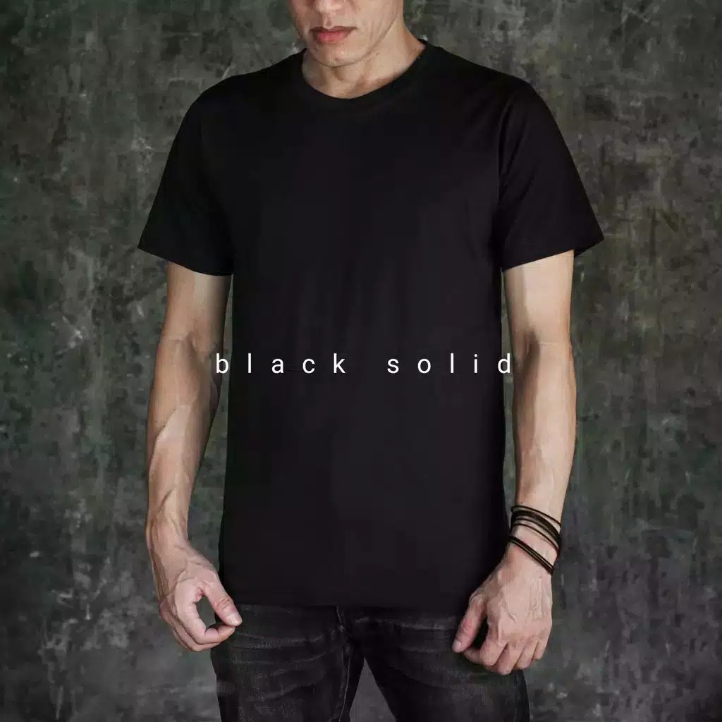 KAOS POLOS Hitam / cotton combed / unisex / baju pria / baju wanita