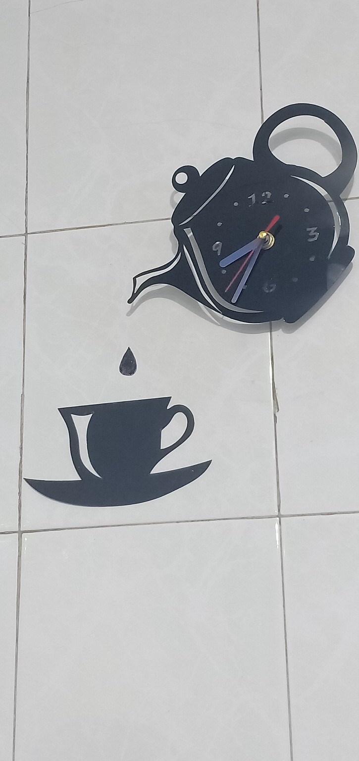 Jam Dinding Quartz Creative Design Model Teko Kopi Unik - Ns003 - Blac
