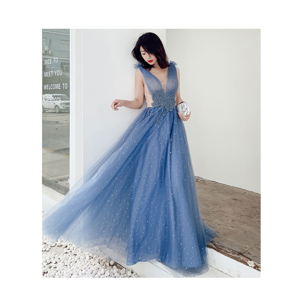 Gaun Pesta 1910015 Biru Muda Party Dress Gown