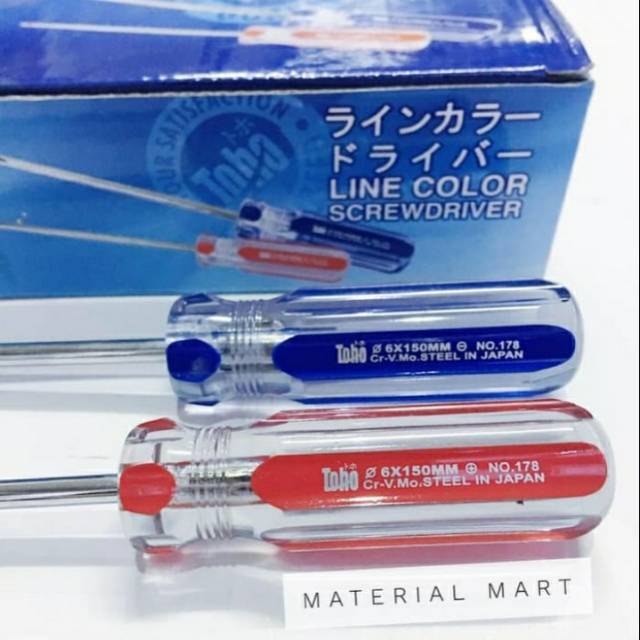 Obeng Premium + - Magnet TOHO Crystal 6 x 150 mm Screwdriver Kristal | Material Mart