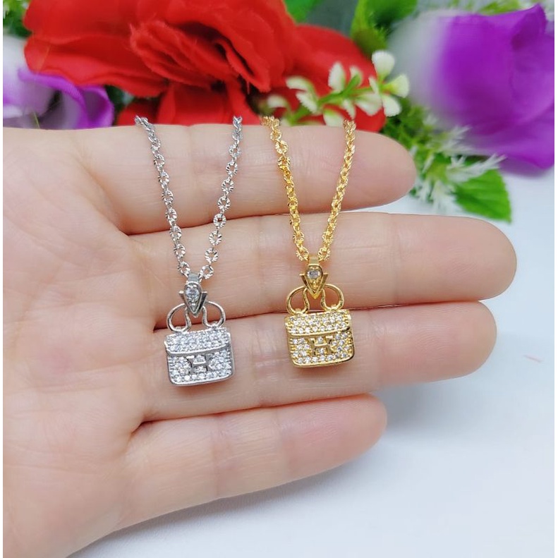 Set kalung+liontin kotak xuping permata lapis emas 19k H001.C001