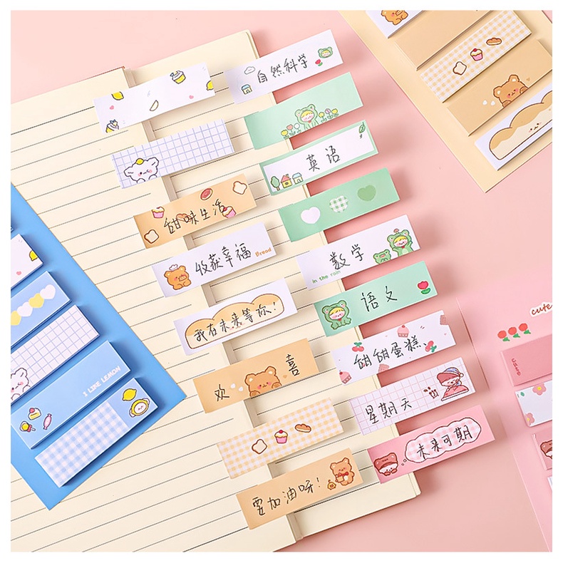 120 Lembar Sticky Notes Motif Kartun Jepang Untuk Buku Tamu Kantor