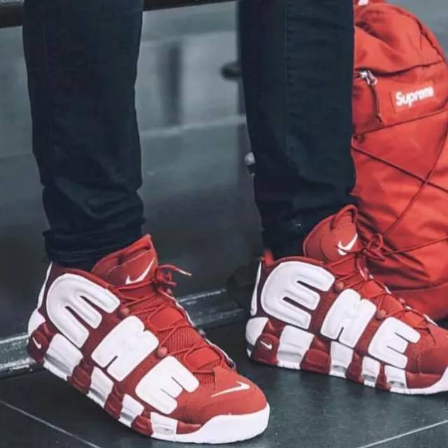NIKE AIR MORE UPTEMPO X SUPREME RED WHITE