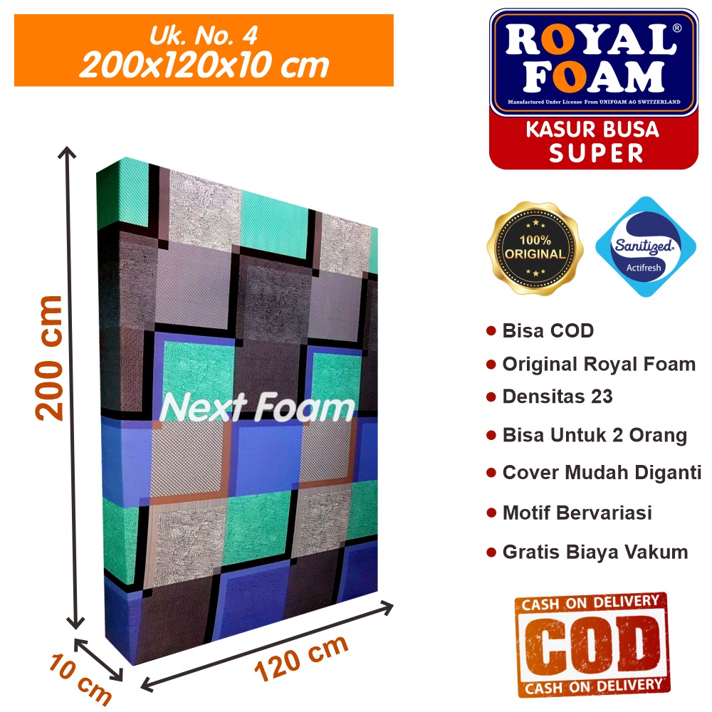 Kasur Busa Royal Foam Ukuran No 4 200x120x10 cm Tebal 10 cm D23 ORIGINAL