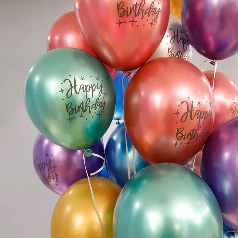 Balon Logam Agustina 50 Pcs Lateks Motif Dicetak Matte Helium Perlengkapan Pesta Happy Birthday