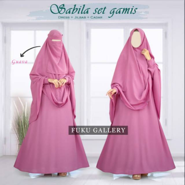 Sabila set Gamis syari hijab jumbo gamis syari free cadar