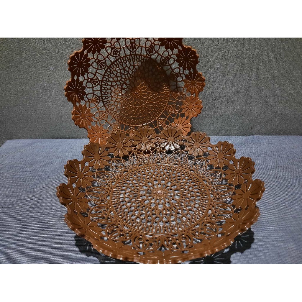 Piring rotan plastik / Piring rotan daun BESAR / Piring rotan besar / Piring rotan / Piring (1 Lusin