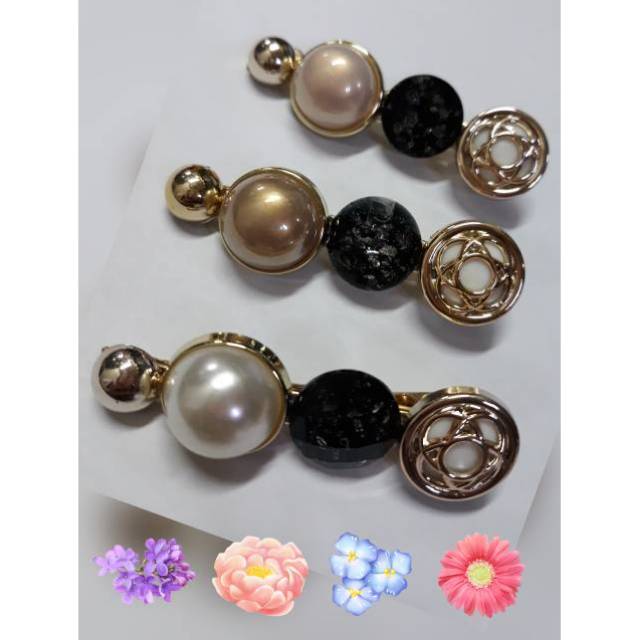 Jepit Rambut Korea Baroque Pearl Simple Diamond Retro Palace