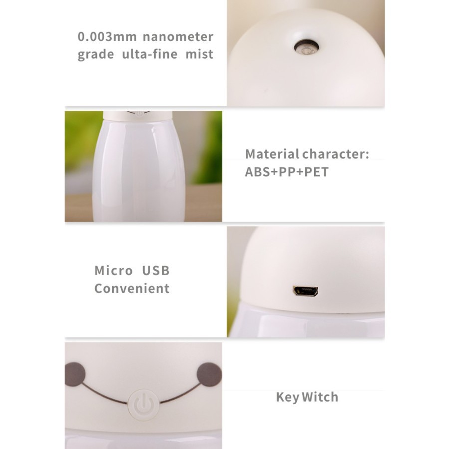 Diffuser Aromatherapy Air Humidifier Baymax Mini LED RGB 400ml H803