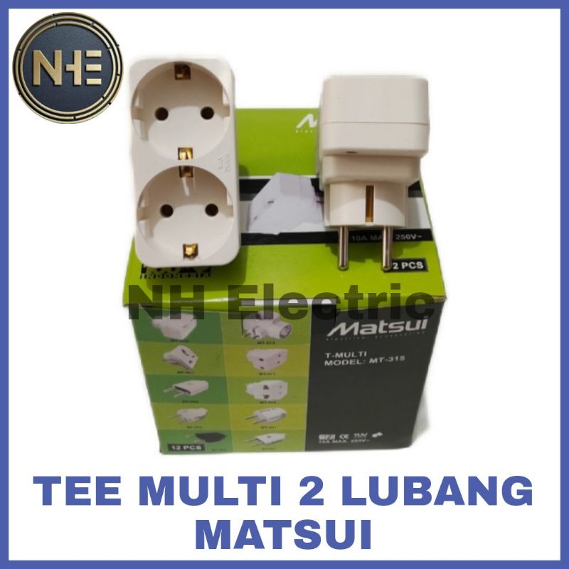 T Multi 2 Lubang Matsui - Tee Multi 2 Lubang Matsui - Steker T Multi + Stop Kontak 2 Lubang Matsui