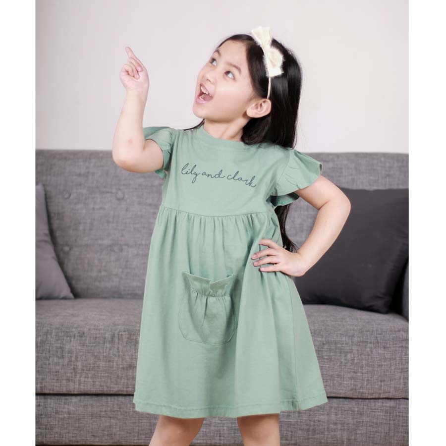 Lily and Clark Dress anak perempuan cantik dan elegan warna hijau mint / pastel DL04
