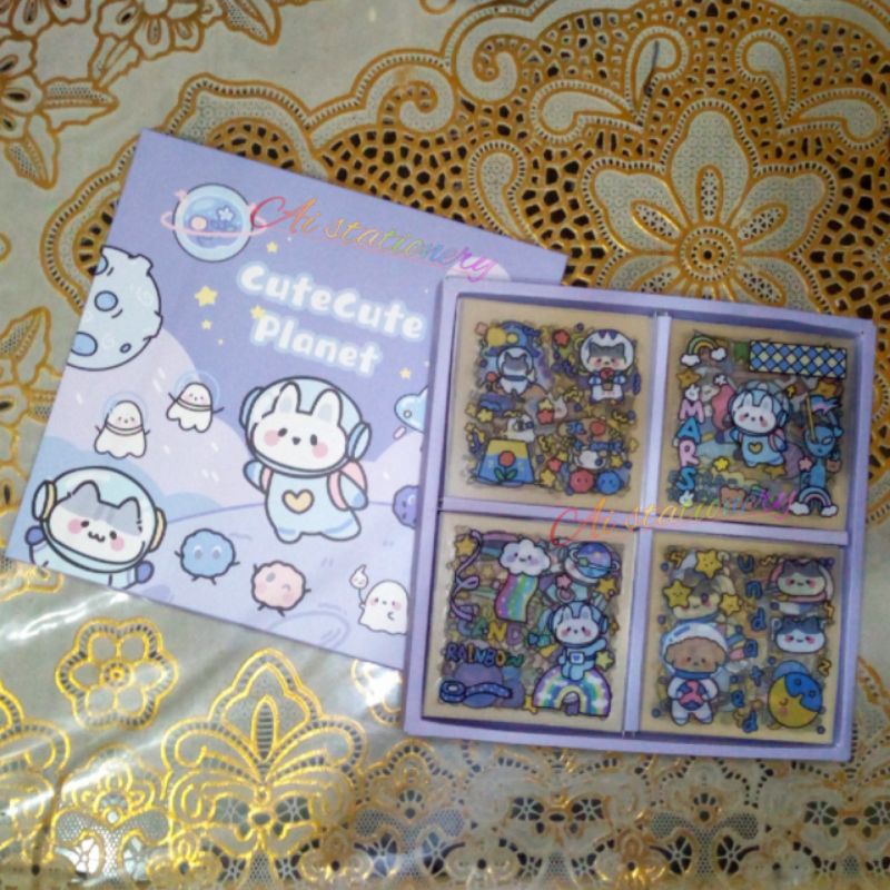 

[ Ai's ] Stiker botol DIY leptop DIARY jurnal / Stiker Transparan lucu / cute cute planet