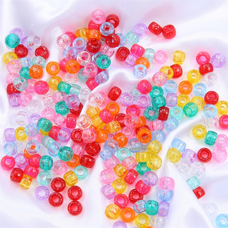 100Pcs Candy Color Acrylic Round Hole Spacer Beads For Jewelry Making Charms Kids DIY Craft Earring Bracelet Handicrafts